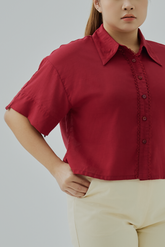 Eyelet Detail Button-Up Shirt